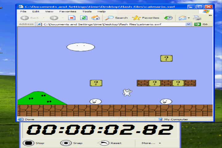 beating level 1 of cat mario as fast as I can beating level 1 of cat mario as fast as I can