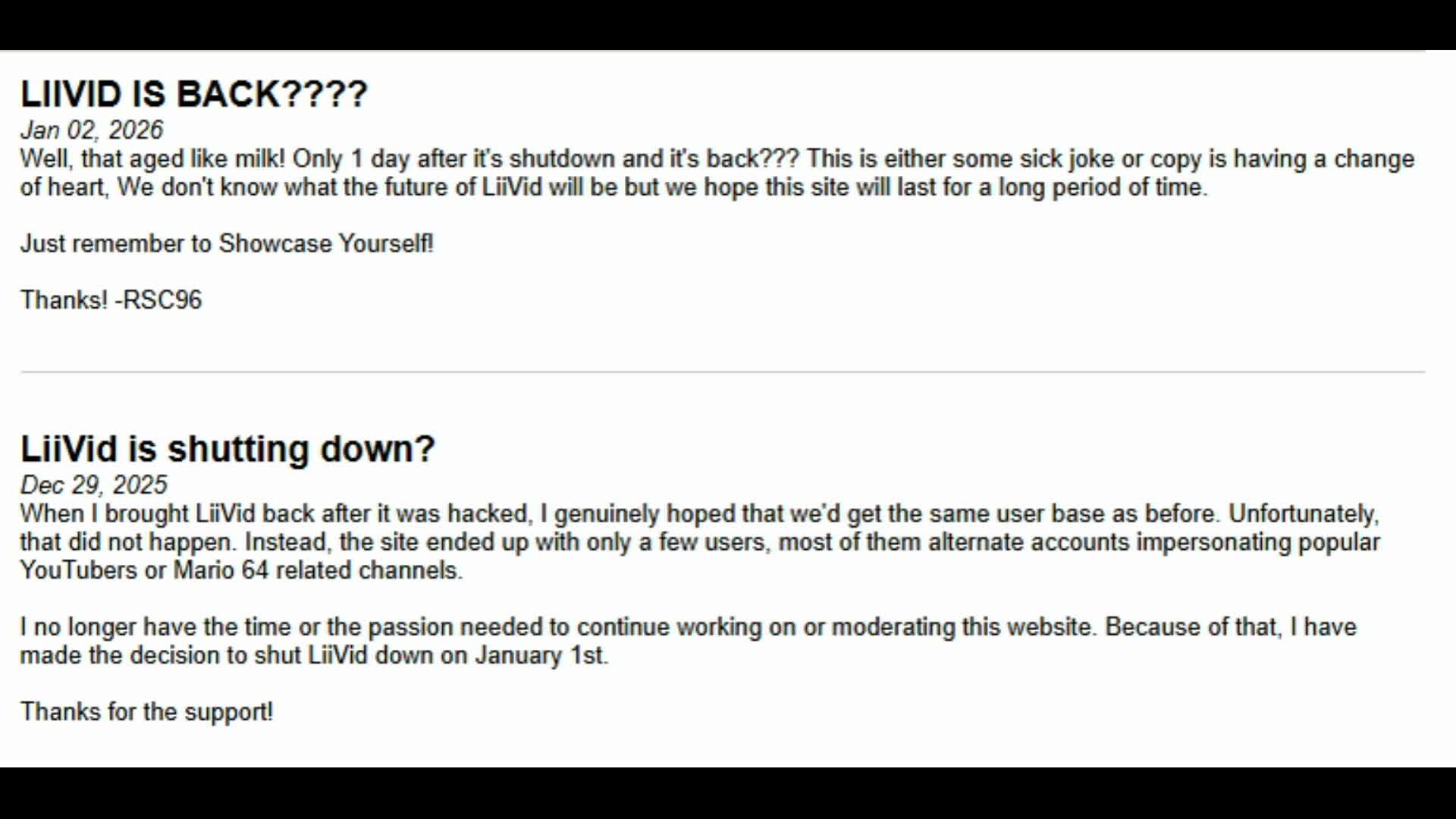 Liviid is not shut down