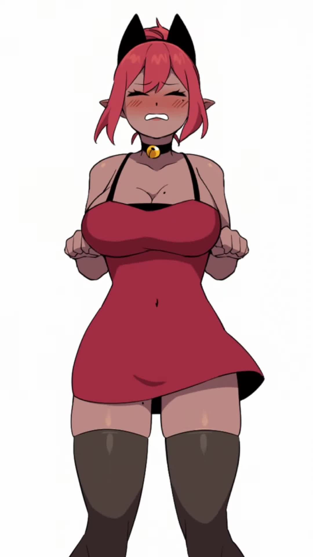 sad cat red dress #minis