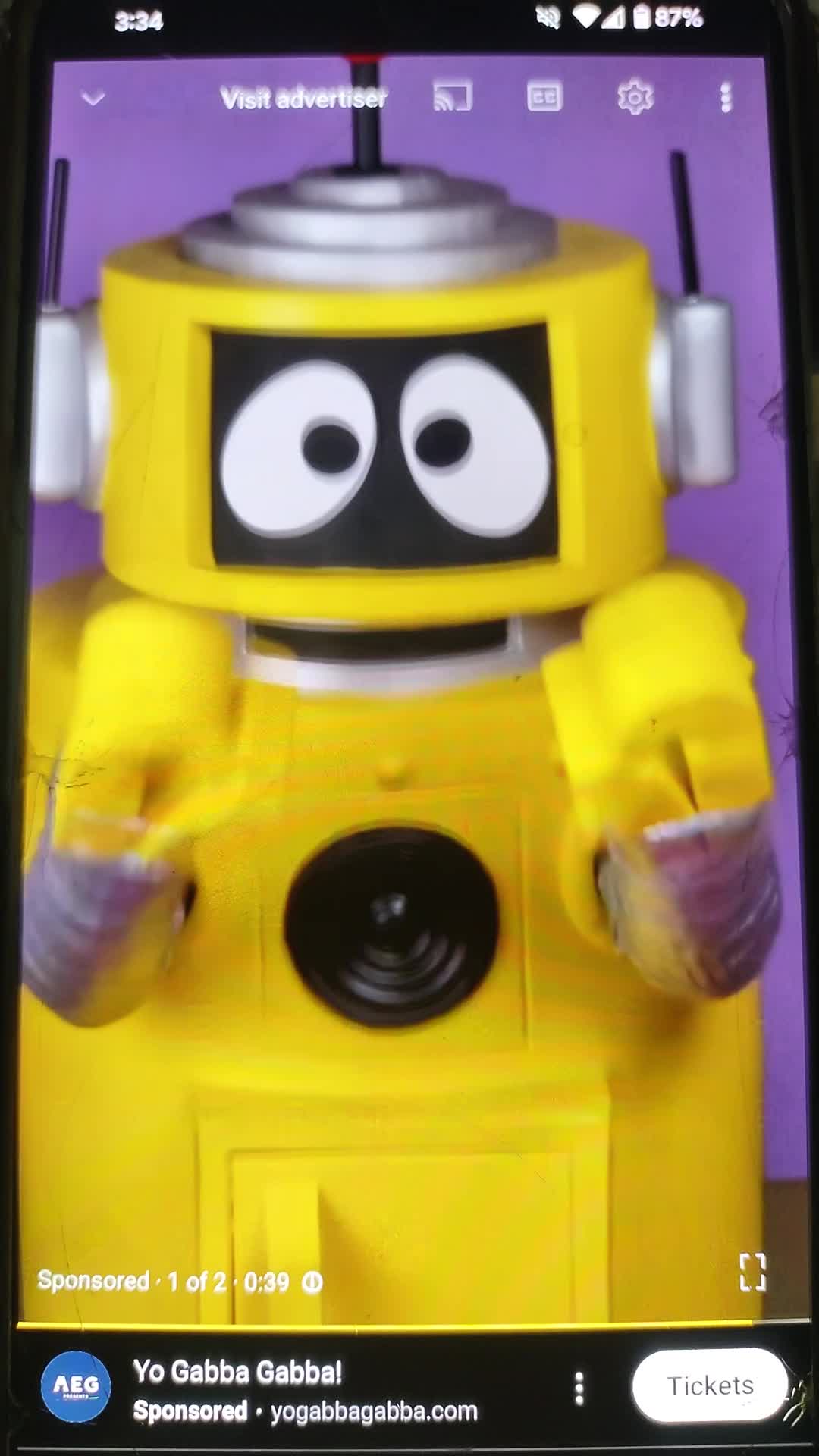 Yo Gabba Gabba Live YouTube Ad