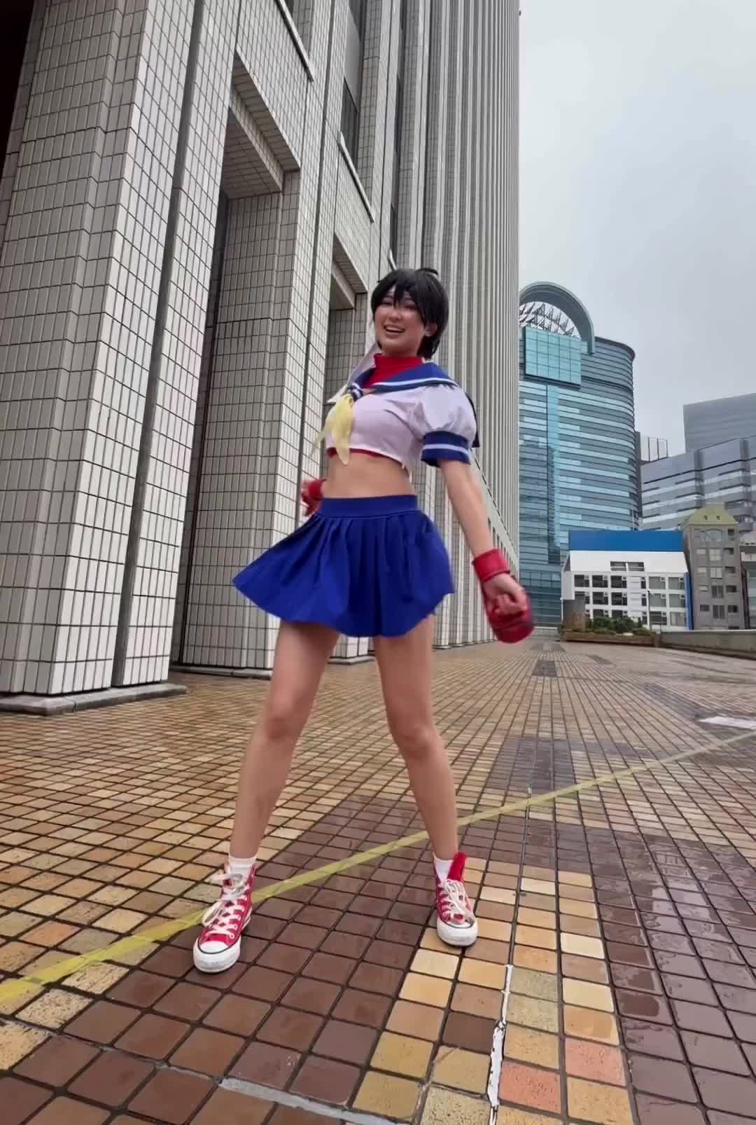 Hot sakura cosplay Japanese girl dance