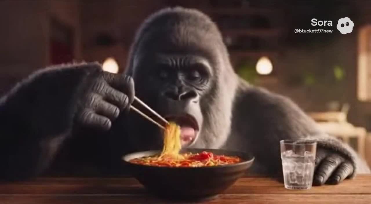 Gorilla 🦍 Spicy 🌶 Noodle 🍜 ASMR [SORA]