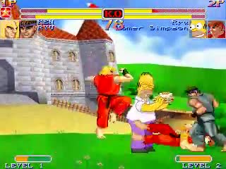 M.U.G.E.N - SF2 Ryu & SF2 Ken Vs. Homer & XVSF Ryu