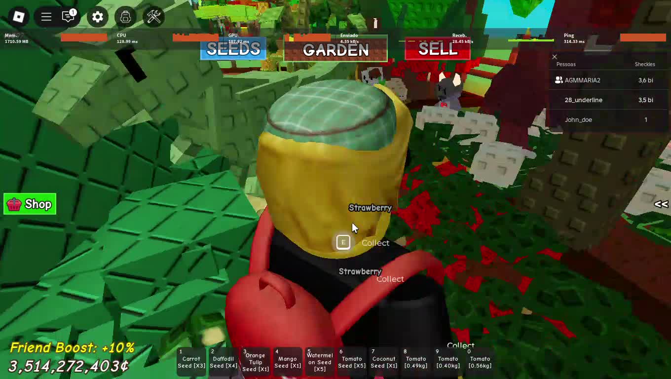 jogando grow a garden