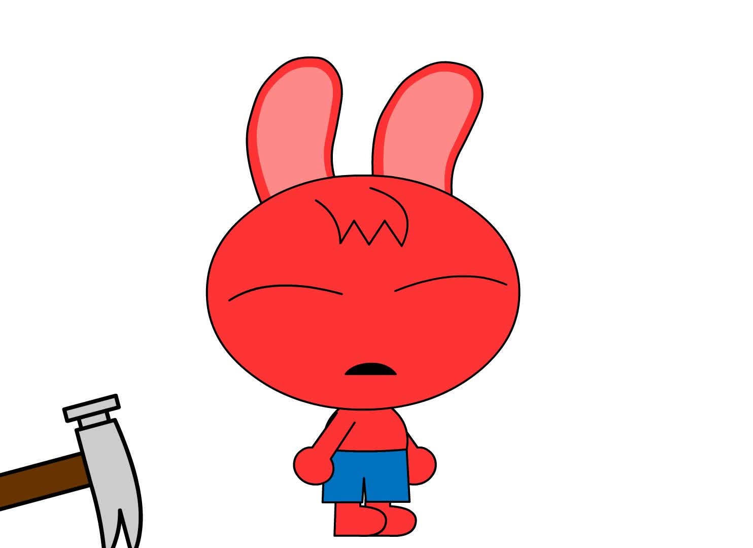 a hammer falls on treys head