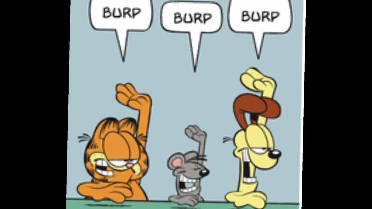 synchronized burping with squeak, Garfield, and Odie