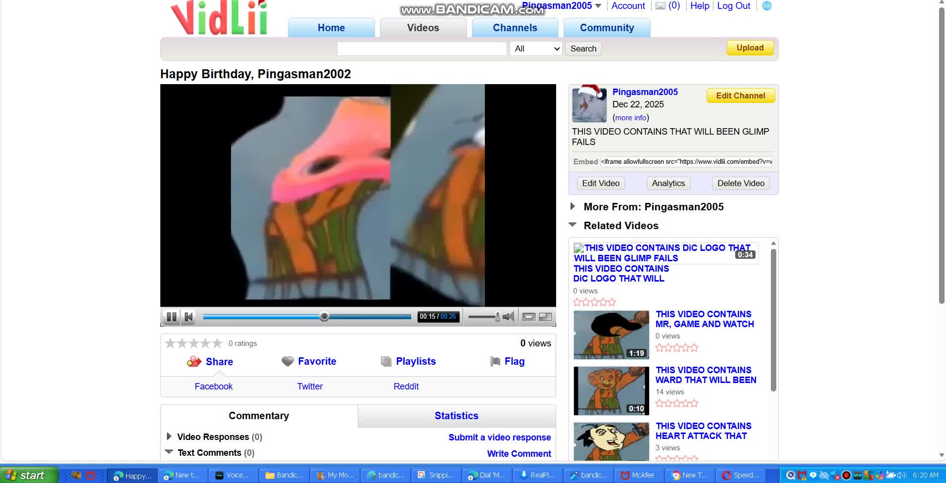 vidlii's pingasman2005's birthday