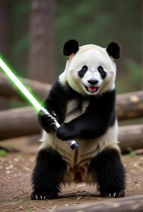 Panda con espada jedi