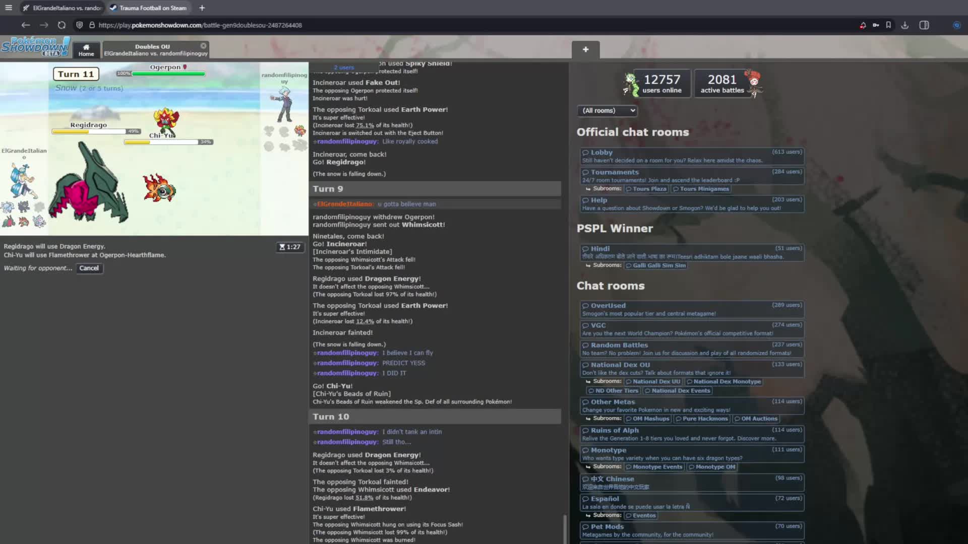 Dragging my carcass through mid-ladder. - Gen 9 Doubles OU