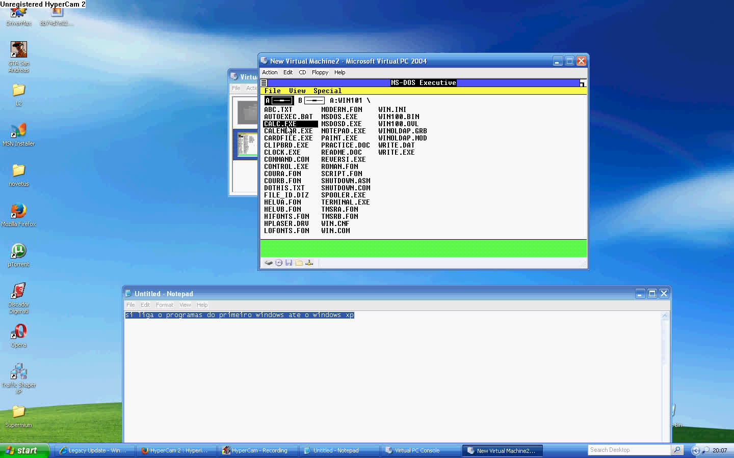 olhando o windows xp media center 2005