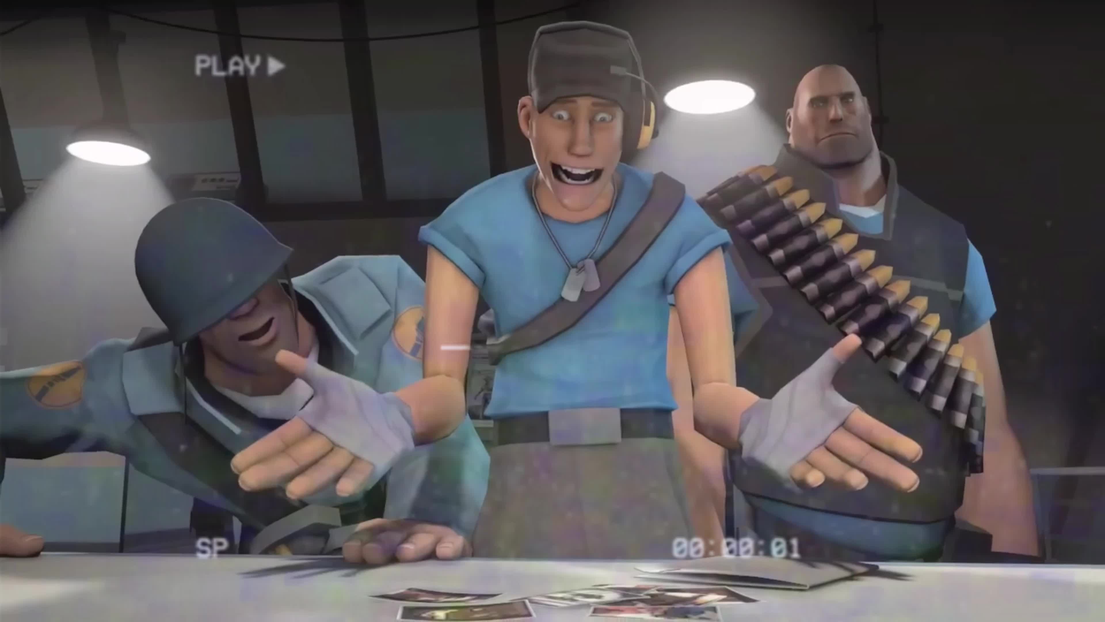 (Youtube poop type thing) Spy and colleagues try to find the red spy but fail misrably