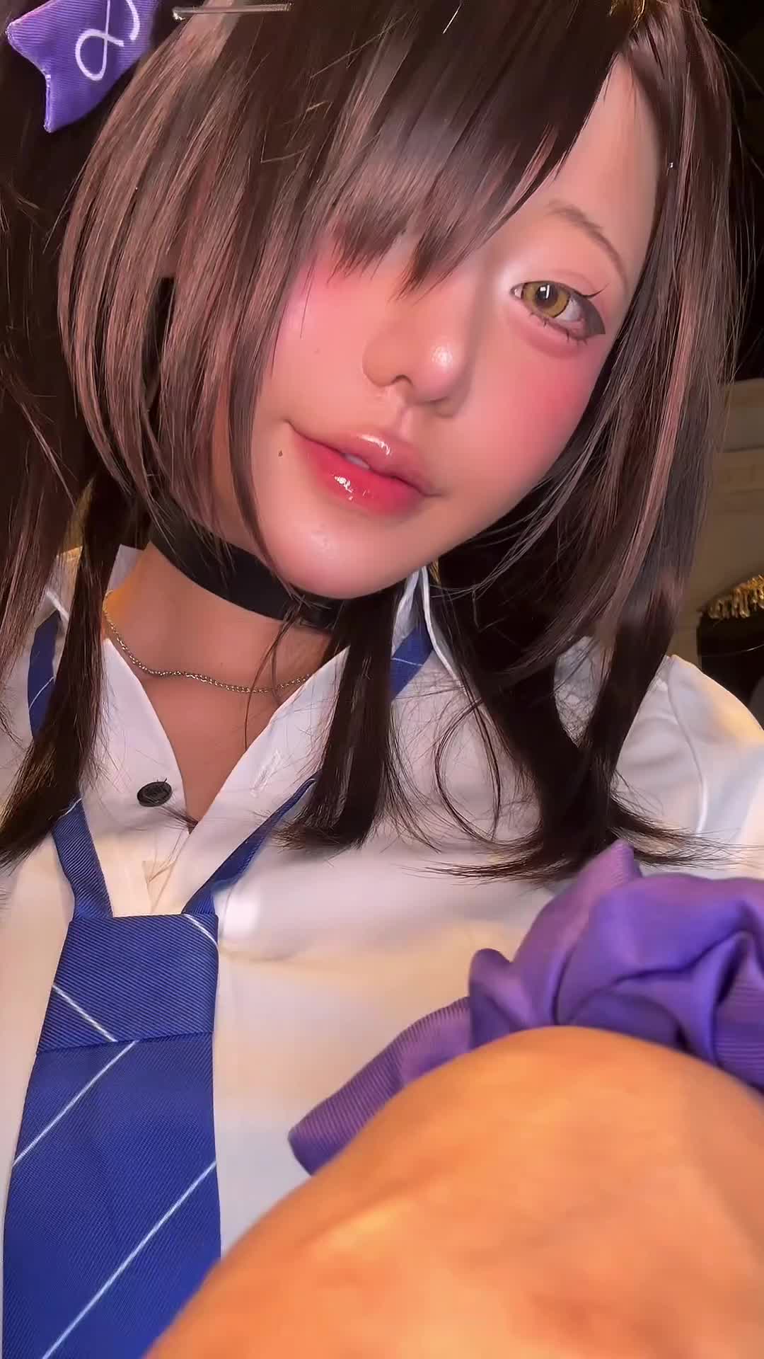 Beautiful Japanese girl smiling all cutie and dancing eroticly