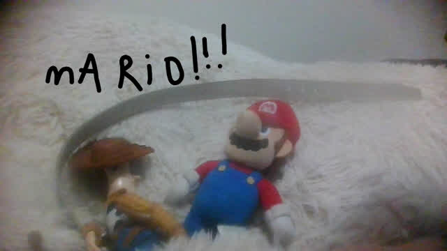 Mario bloopers: Mario gets a thing by woody