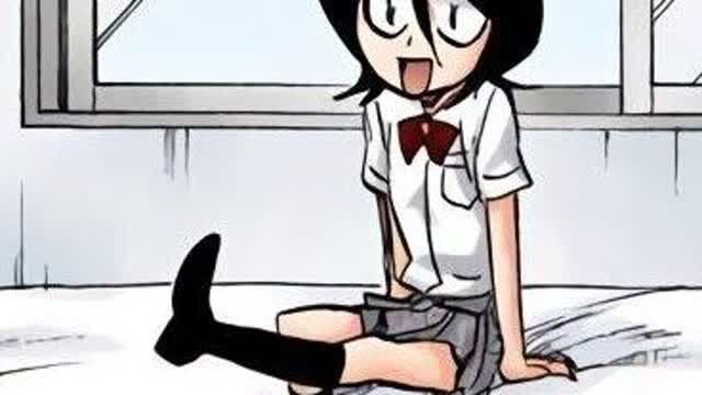 Rukia se cae a la cama Rukia se cae a la cama