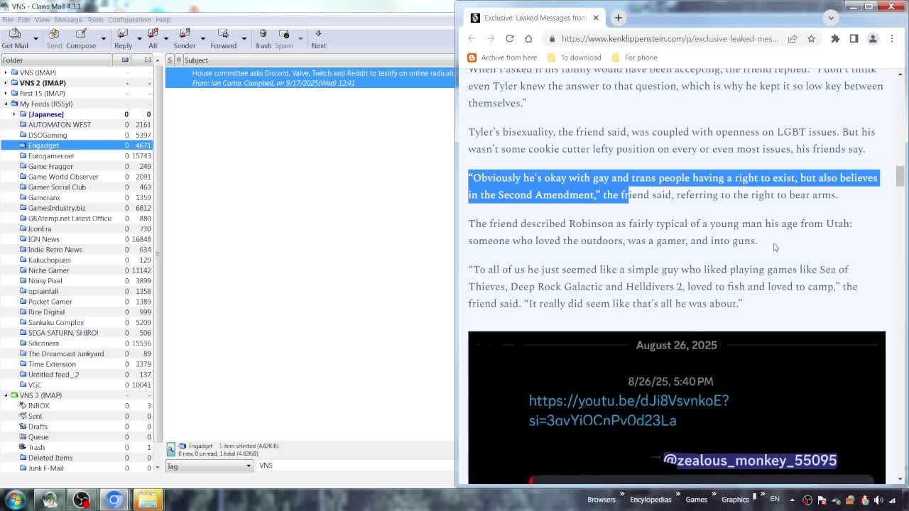 VNS: Just The News – Blaming Video Games For Violent Actions, Again (September 17, 2025: Part 1)