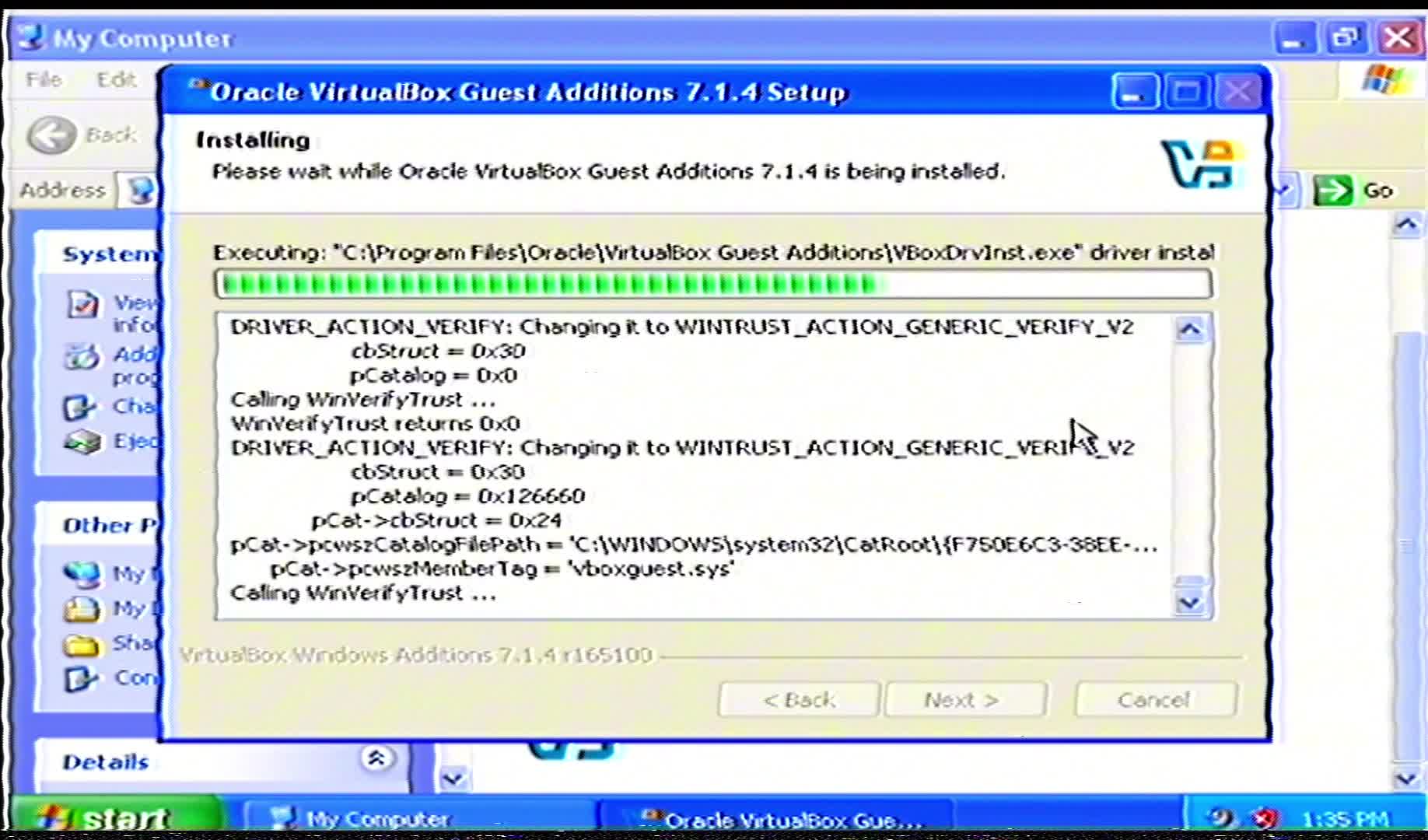 Installing Windows XP in VHS
