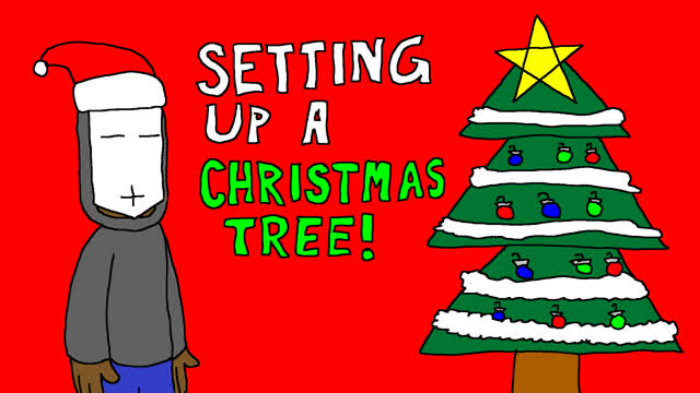 setting up a christmas tree