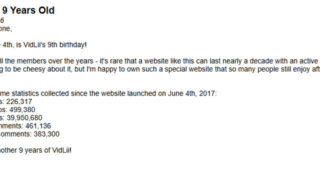 Vidlii is 9 years old!