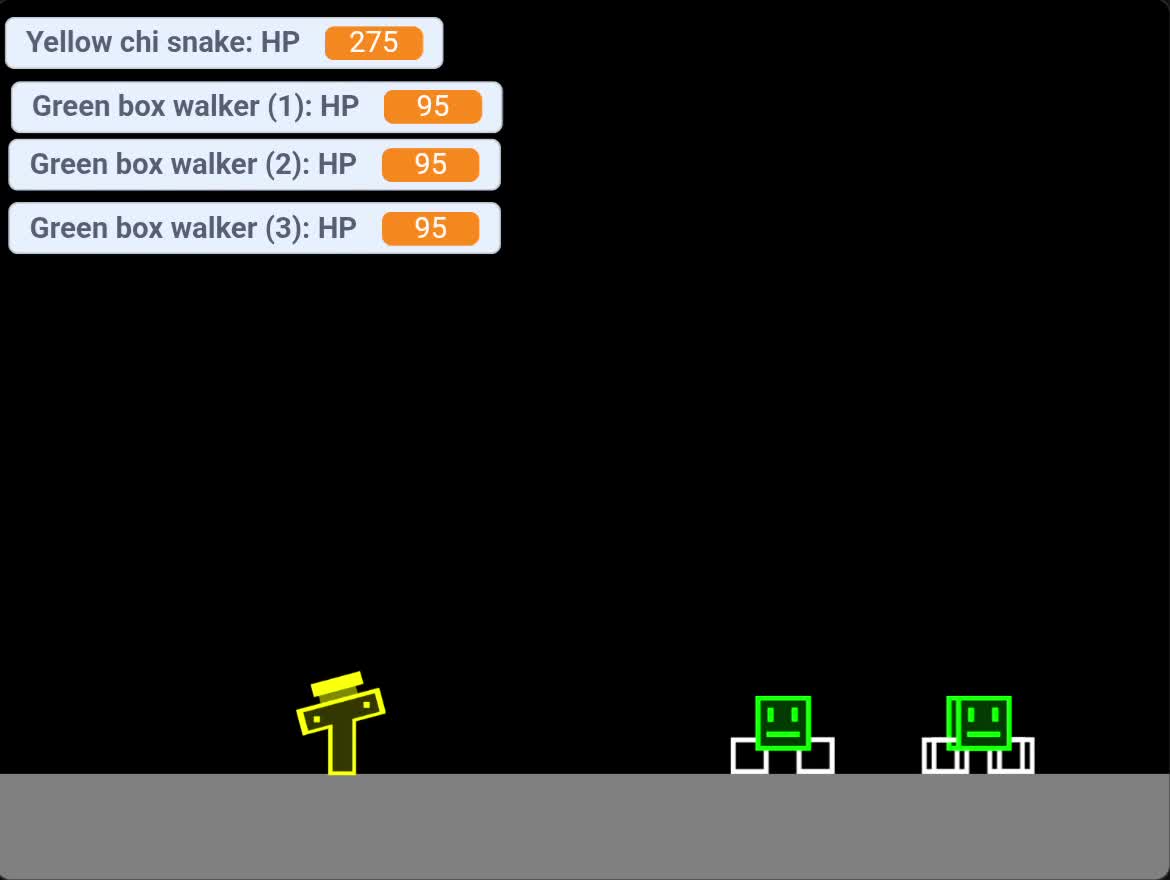 Yellow chi snake vs 3 green box walker Yellow chi snake vs 3 green box walker