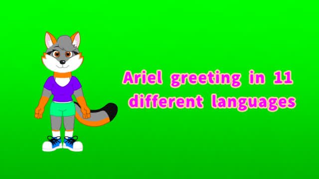 Ariel waving in 11 different languages