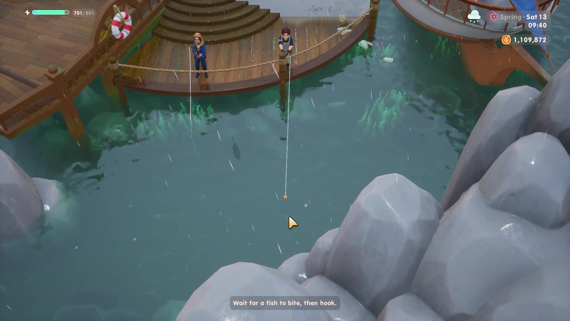 Coral Island - Pescando bajo la lluvia y con el oceano limpio