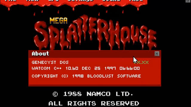 Mega Splatterhouse Demo V1 - Stages 1 and 2 Played on Genecyst MS-DOS Emu (Unfinished ver)