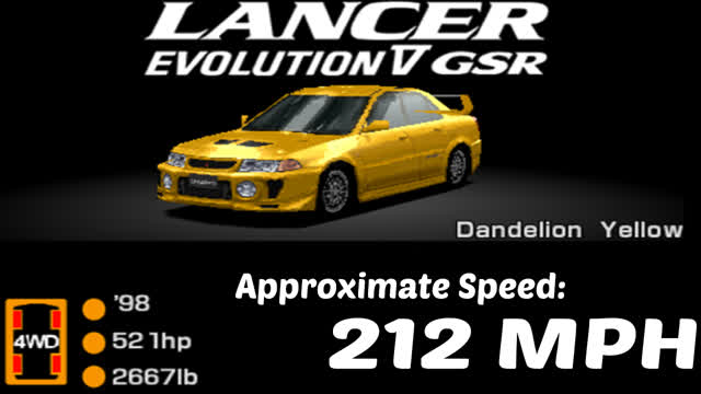 Gran Autismo 2 - Mitsubishi Lancer Evolution V w Dandelion Yellow Paintjob
