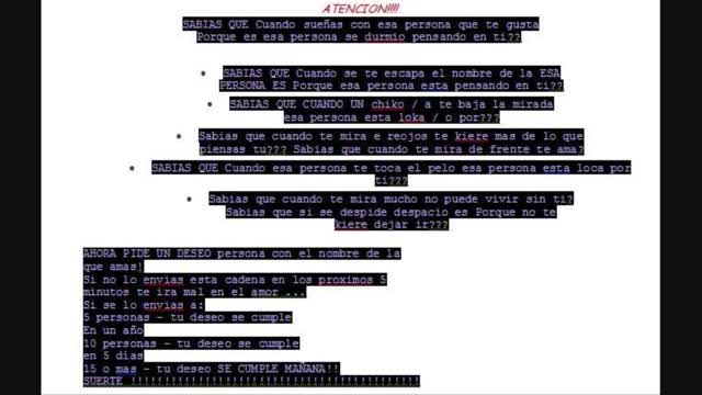 Critica a las cartas cadena (mi tercera critica) Critica a las cartas cadena (mi tercera critica)