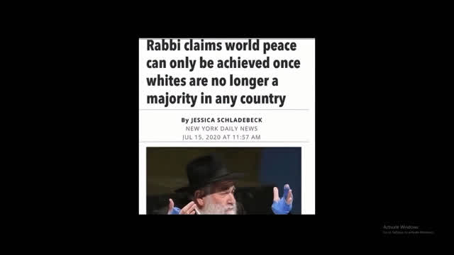 Rabbi claims world peace can only be achieved once whites are no longer a majority in any country Rabbi claims world peace can only be achieved once whites are no longer a majority in any country