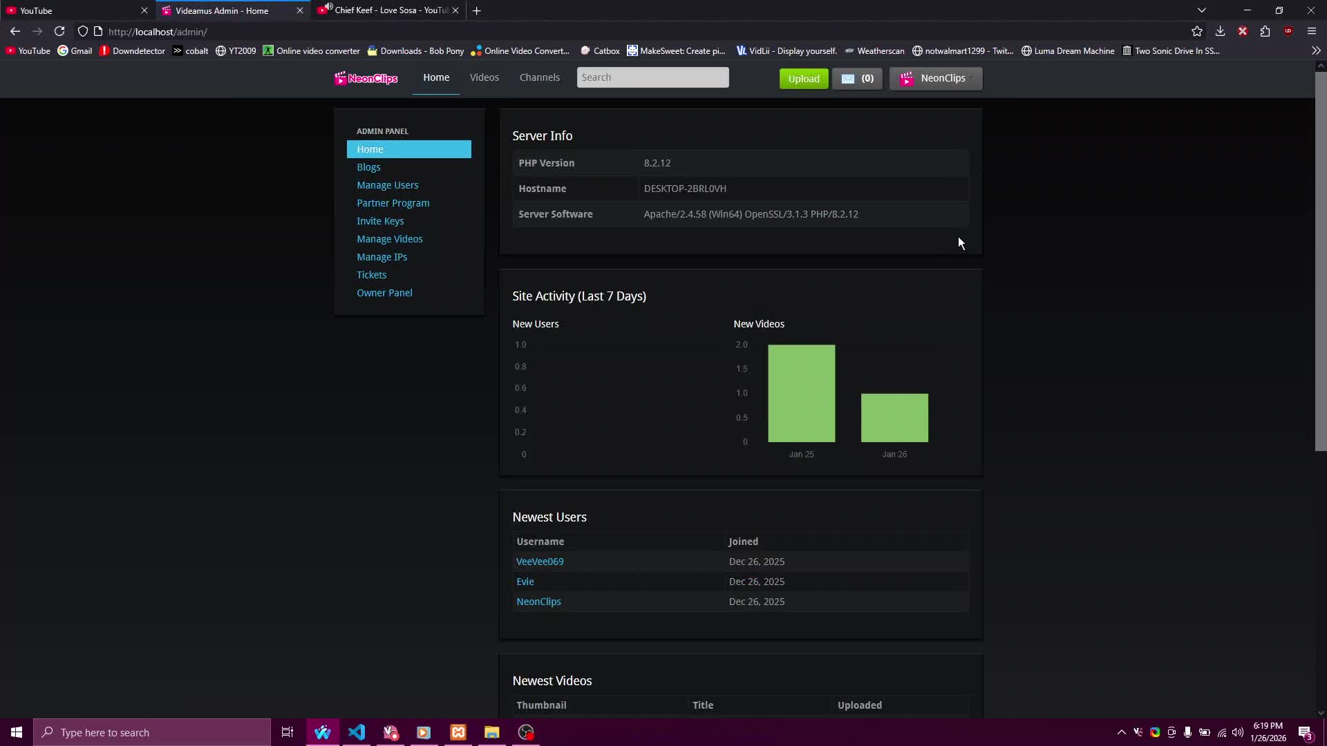 NeonClips Admin Panel Showcase NeonClips Admin Panel Showcase