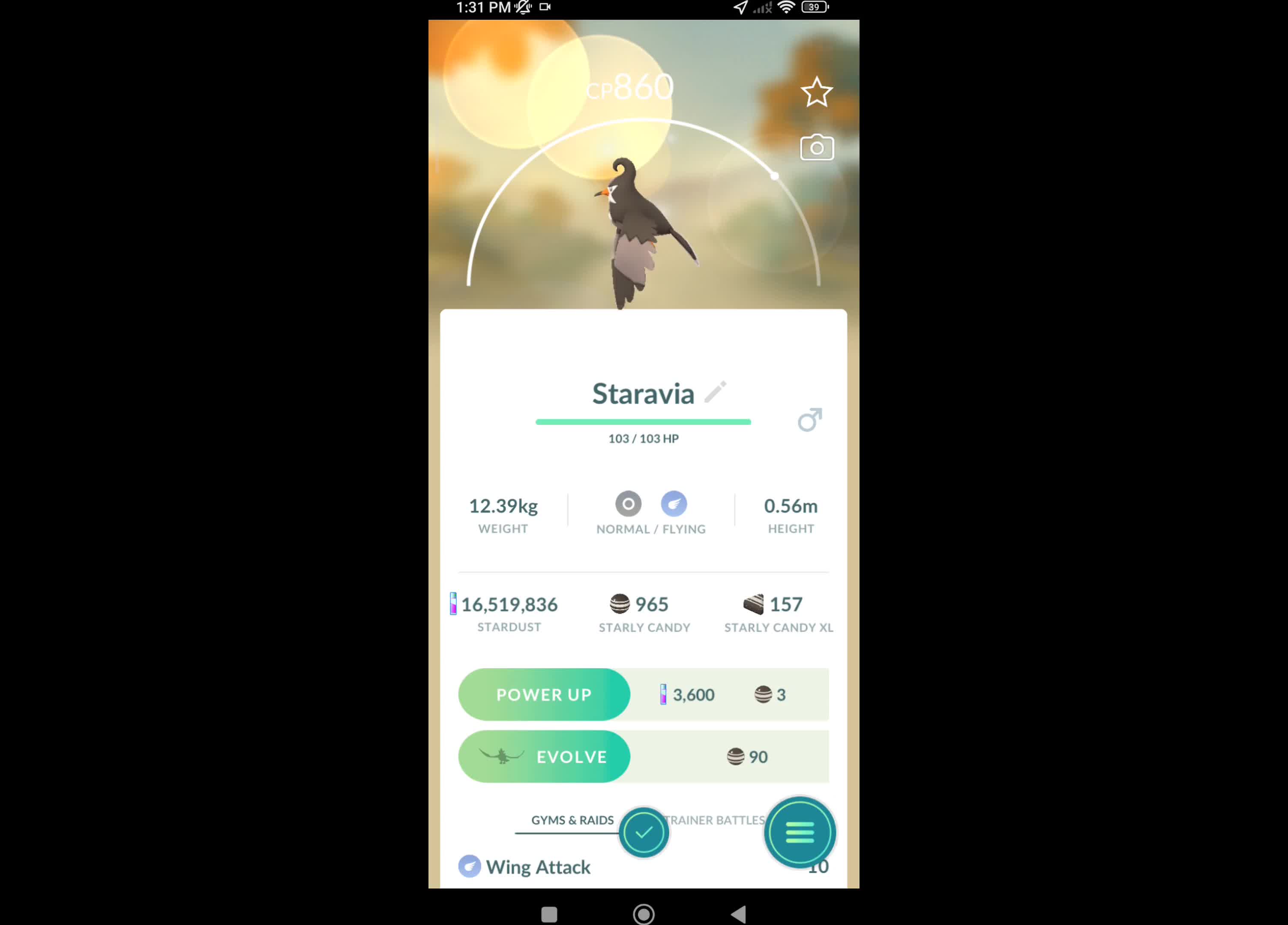 Pokémon GO-Purifying Shadow Staravia