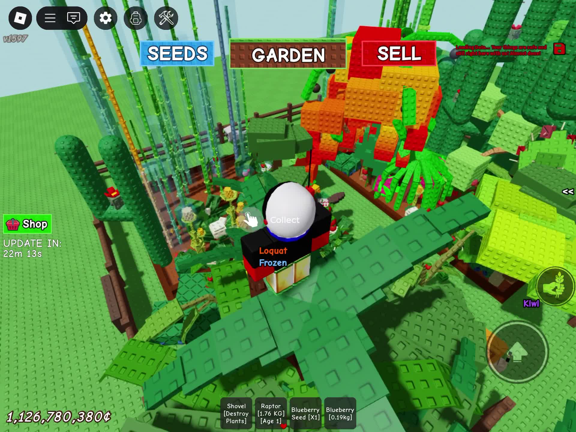 Me playing grow a garden