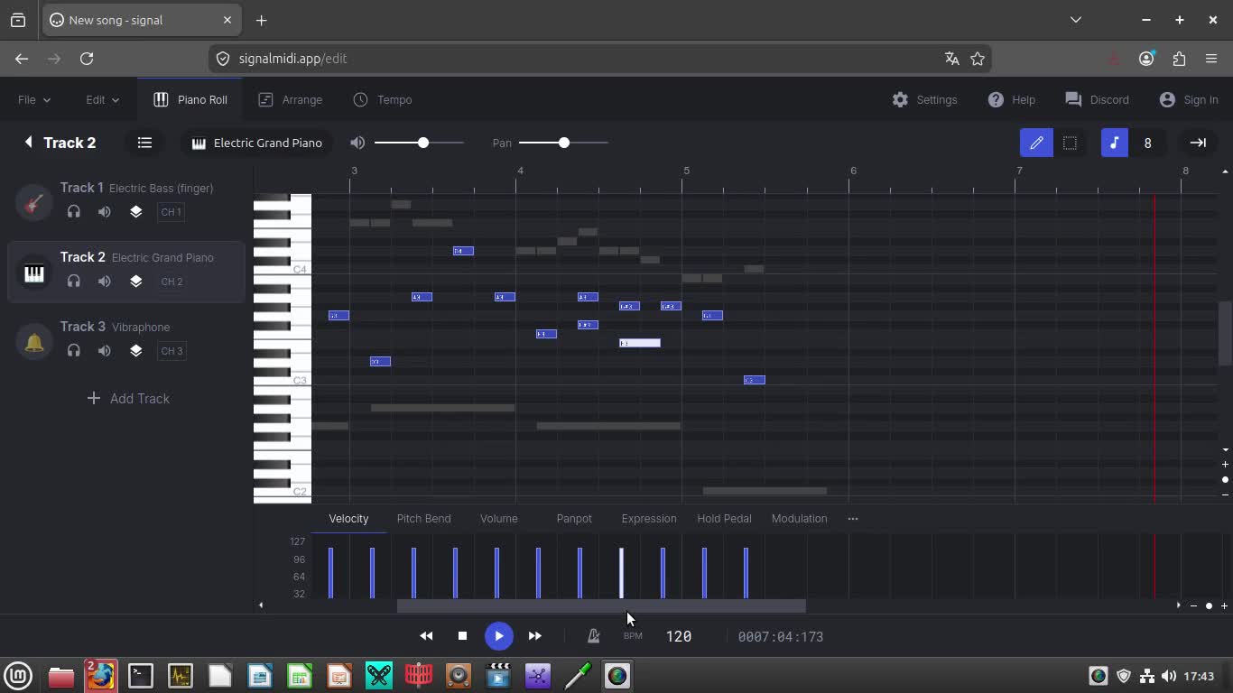 Simple song created in SignalMidi